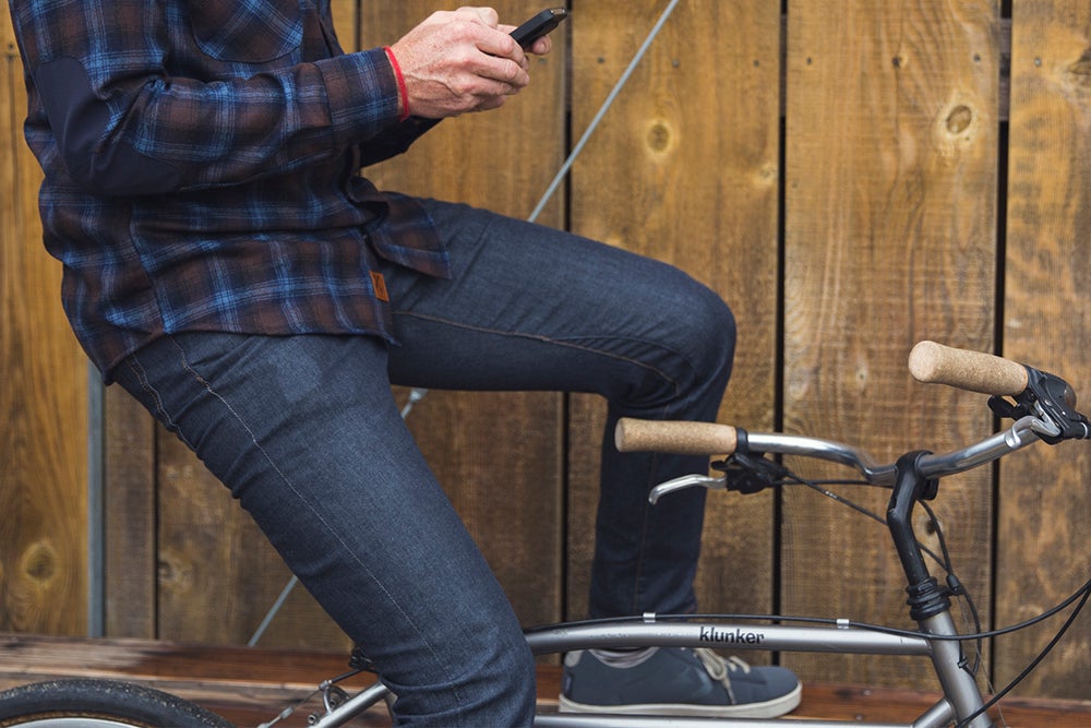 Kitsbow's Drifter jeans and Icon Shirt are part of Kitsbow's new urban riding apparel line. Photo: Kitsbow