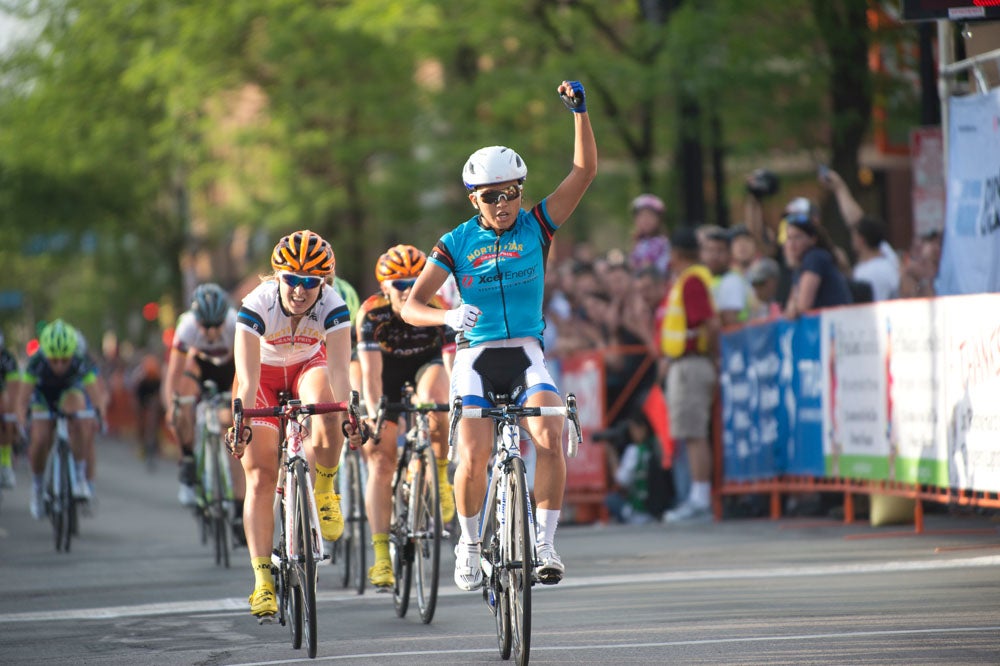 Coryn Rivera celebrated her second sprint win of the week at the North Star Grand Prix. Photo: Casey B. Gibson | <a href="http://www.cbgphoto.com">www.cbgphoto.com</a>