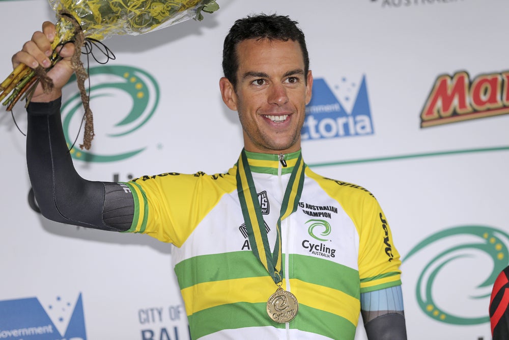 Richie Porte celebrates his time trial win on Thursday. Photo: Tim De Waele | <a href="http://www.tdwsport.com" target="_blank">TDWsport.com</a>