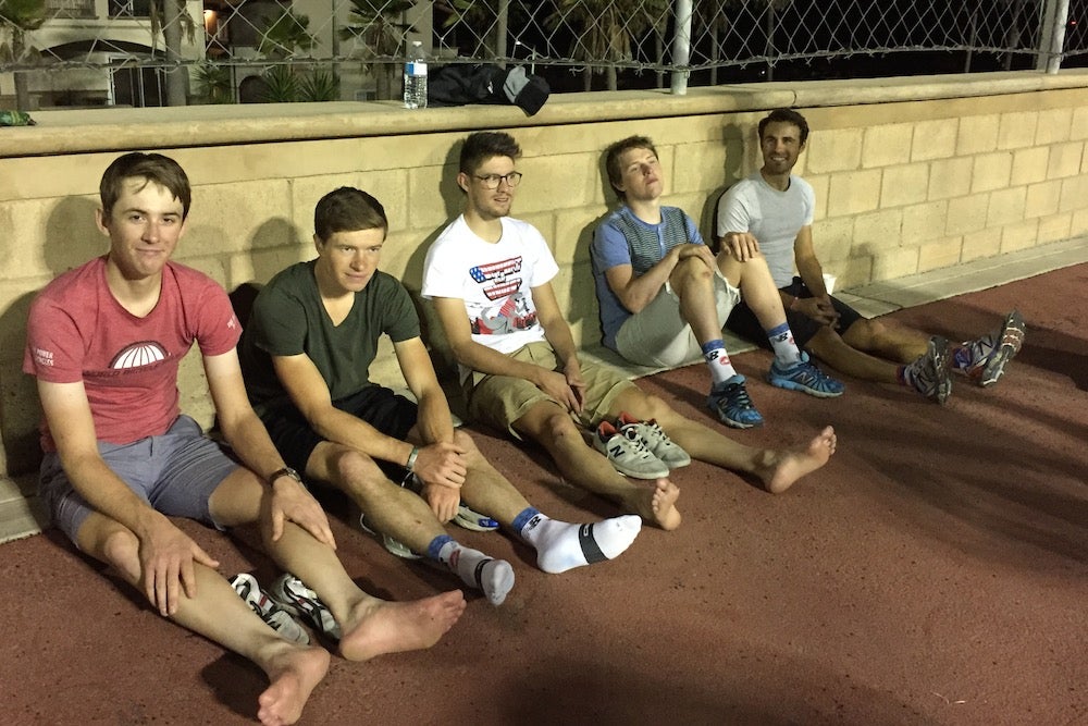 Chad Haga, alongside Ben King, Alex Howes, Gavin Mannion, and Jesse Anthony (L-R). "We ran till we could run no more," Haga said of their off-season soccer game. Photo: Chad Haga