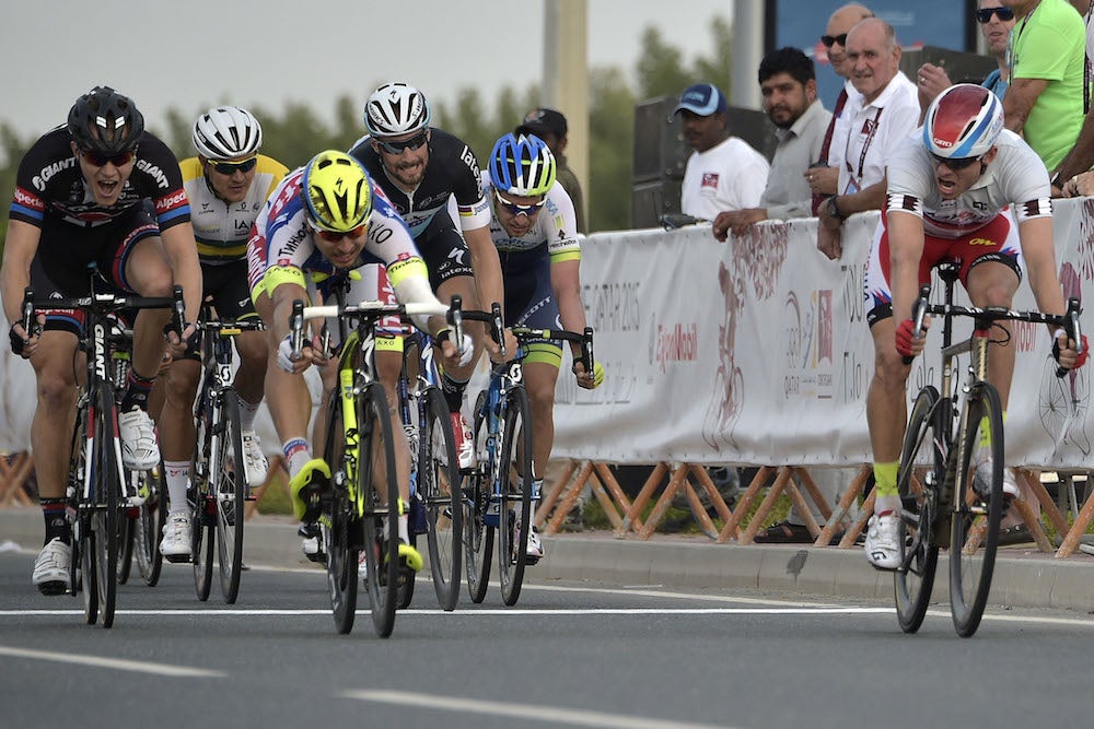 Alexander Kristoff (Katusha) won another close sprint finish over Tinkoff-Saxo's Peter Sagan on Thursday at the Tour of Qatar. Photo: AFP PHOTO | LIONEL BONAVENTURE