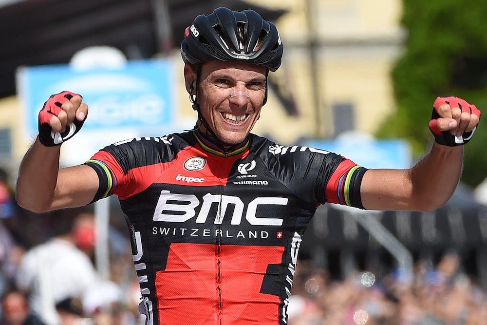 Philippe Gilbert (BMC) timed his attack perfectly to ride away from the big breakaway to win stage 18.  Photo: Giro d'Italia