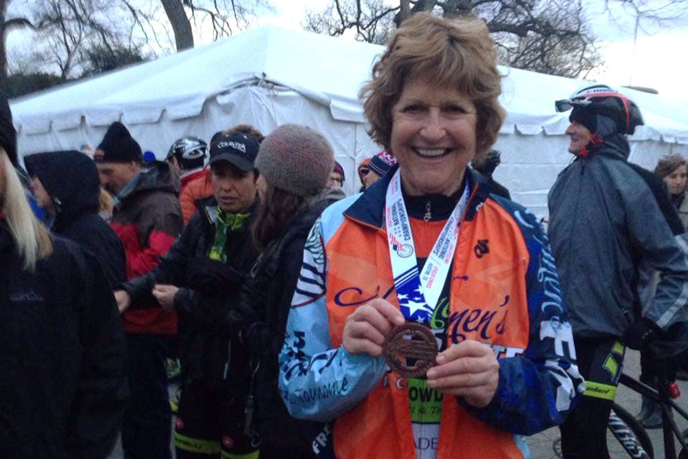 Glenda Taylor earned the bronze medal for her age group at the 2015 USA Cyclocross National Championships in Austin, Texas. Photo Credit: Steve Tilford
