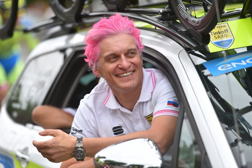 Oleg Tinkov was all smiles at the Giro when Alberto Contador won the pink jersey. Photo: Tim De Waele | <a href="http://www.tdwsport.com" target="_blank">TDWsport.com</a>