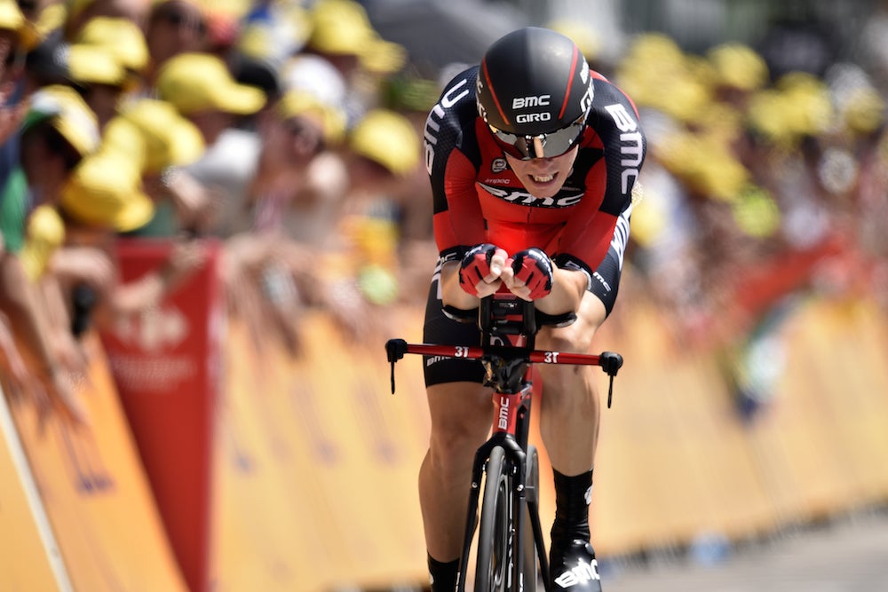 Rohan Dennis (BMC) put in the ride of his life to win the Tour de France's stage 1 time trial and claim the first yellow jersey of 2015. Photo: AFP PHOTO / ERIC FEFERBERG