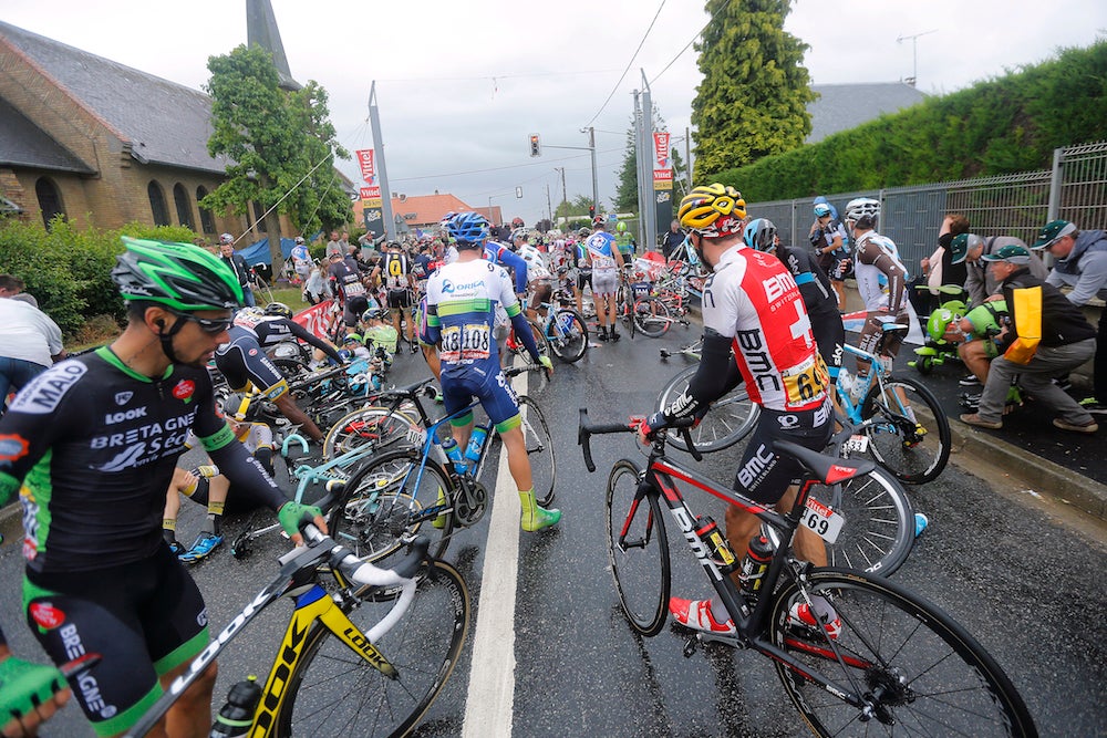 A crash-marred first week of Tour de France racing left Orica-GreenEdge a bit worse for the wear and short on numbers, but the Australian squad remains upbeat. Photo: Tim De Waele | <a href="http://www.tdwsport.com" target="_blank">TDWsport.com</a>