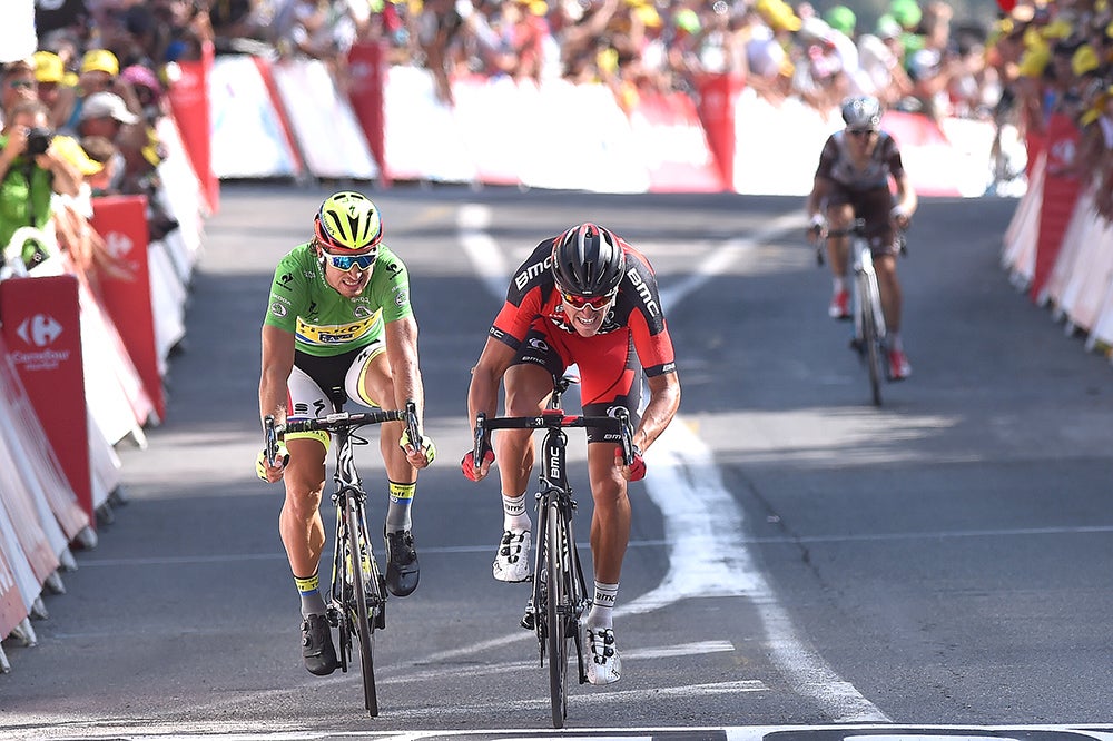 Stage 13 looked like an ideal day for Peter Sagan (Tinkoff-Saxo), but he could not come past Greg Van Avermaet (BMC) at the line. Photo: Tim De Waele | <a href="http://www.tdwsport.com" target="_blank">TDWsport.com</a>