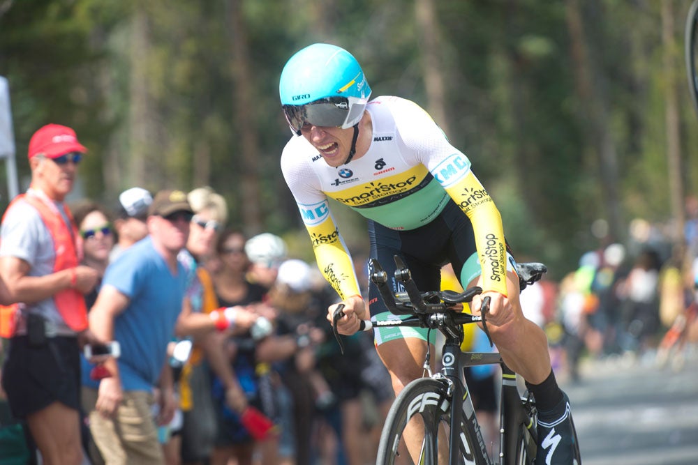 Evan Huffman (Team SmartStop) topped Moonstone Road in the time trial. Photo: Casey B. Gibson | <a href="http://www.cbgphoto.com">www.cbgphoto.com</a>