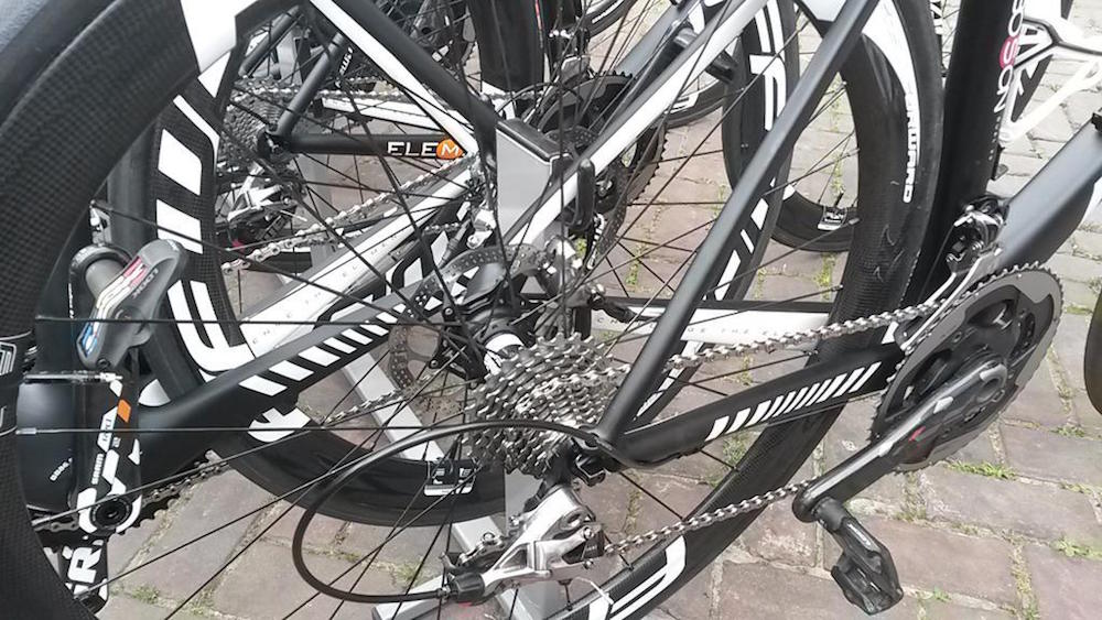 Team Roompot posted this photo of its disc brake-equipped bikes at the Eneco Tour. Photo: Team Roompot Twitter