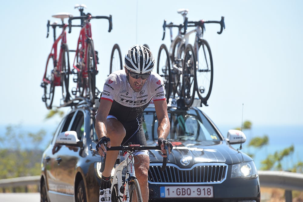 Suffering from illness, Fabian Cancellara (Trek Factory Racing) was off the back, alone, in stage 3 of the Vuelta. He was forced to abandon that day. Photo: Tim De Waele | <a href="http://www.tdwsport.com" target="_blank">TDWsport.com</a>