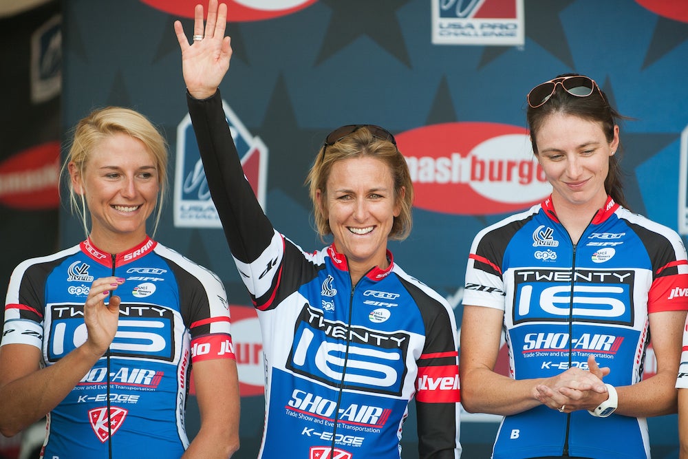 Kristin Armstrong (Twenty 16-Sho-Air) at the Women's USA Pro Challenge team presentation. Photo: Dejan Smaic