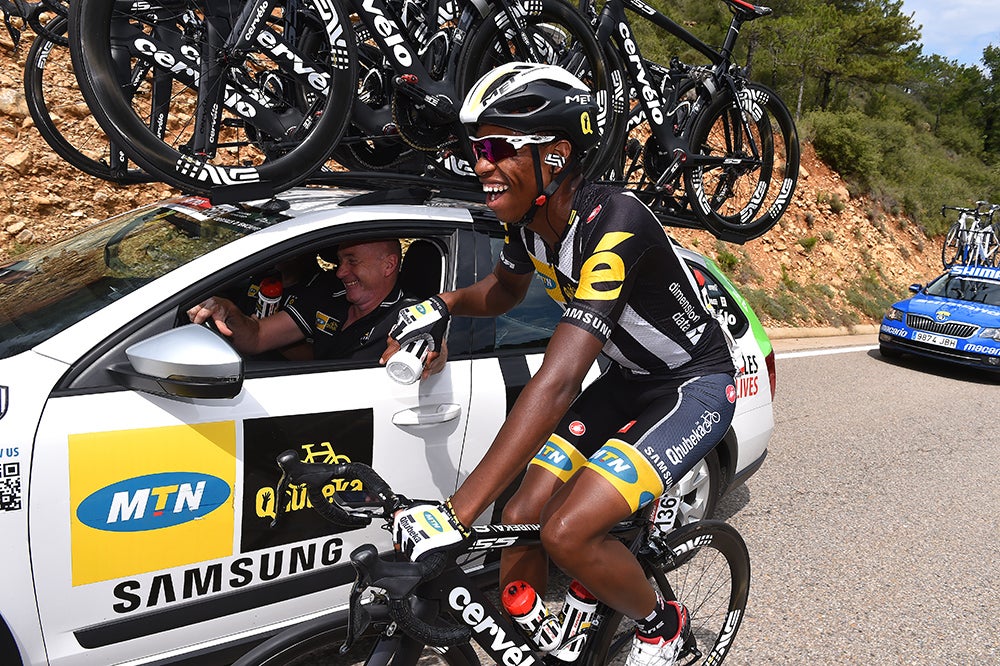 The MTN-Qhubeka squad has come a long way since its humble beginnings as a Continental team in Africa. It's hoping for a WorldTeam license in 2016. Photo: Tim De Waele | <a href="http://tdwsport.com" target="_blank">TDWsport.com</a>