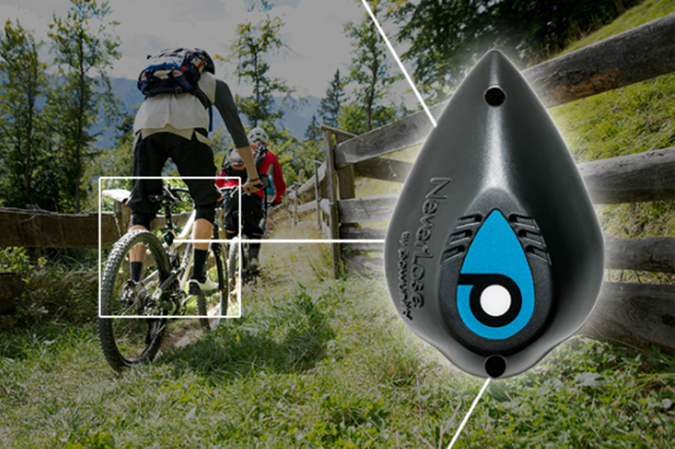 The NeverLose tracker is a small, waterproof device that adheres to your bike and connects to your smartphone via a free app. Photo: PowerUnity