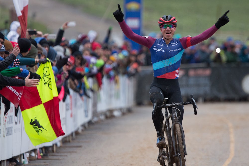 Jeremy Powers nabbed a fourth career cyclocross national championship Sunday in Asheville. Photo: Wil Matthews