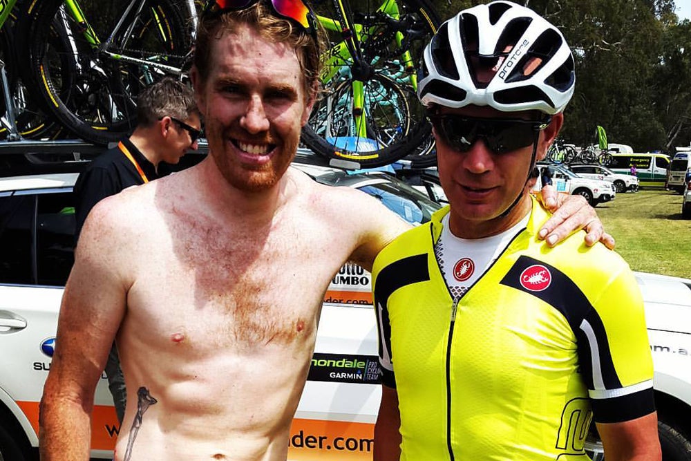Tyler Farrar and his new friend in Australia, Anthony Tooman. Photo: Facebook