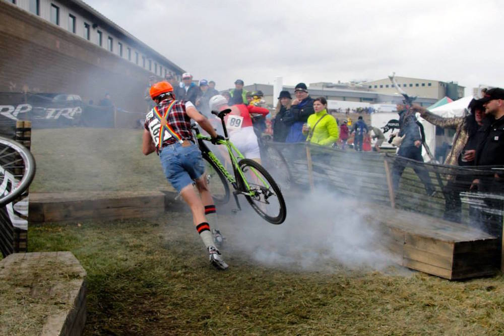 For its Halloween race, Cross Crusade includes smoking coffins because... why not? Photo: Sherry Schwenderlauf
