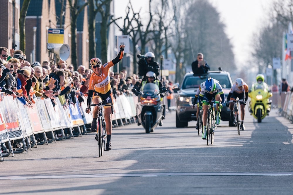 Chantal Blaak sprinted to the Ronde van Drenthe victory ahead of Gracie Elvin and Trixi Worrack. Photo: Velofocus