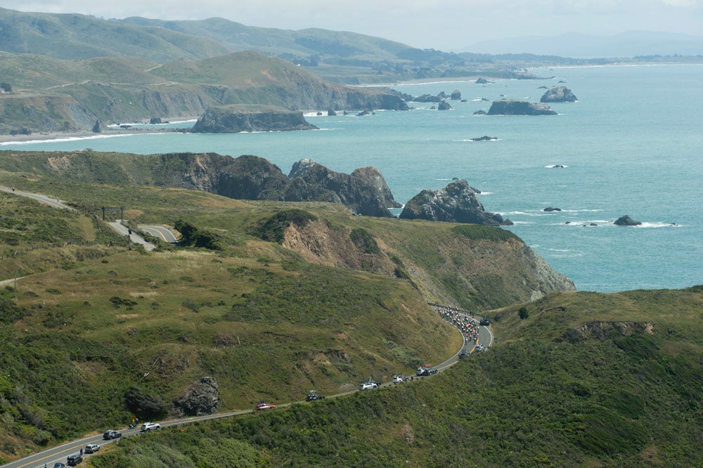 After a few days of inland racing, the Amgen Tour of California spent some time on the Pacific Coast Highway Saturday. Photo: Casey B. Gibson | <a href="http://www.cbgphoto.com">www.cbgphoto.com</a>