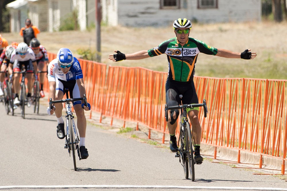 After finishing third and second in previous years, Travis McCabe wins stage 2 of the Tour of the Gila. Photo: Casey B. Gibson | <a href="http://www.cbgphoto.com">www.cbgphoto.com</a>