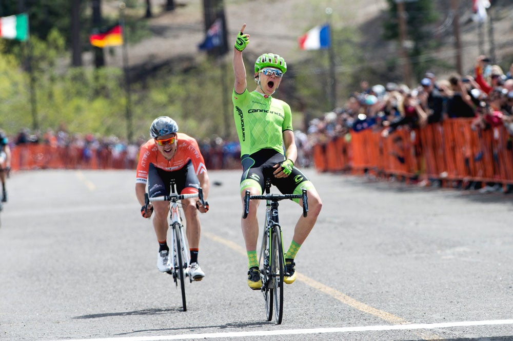 Toms Skujins out-kicked Adam De Vos to win Stage 5 in South Lake Tahoe. Photo: Casey B. Gibson | <a href="http://www.cbgphoto.com">www.cbgphoto.com</a>