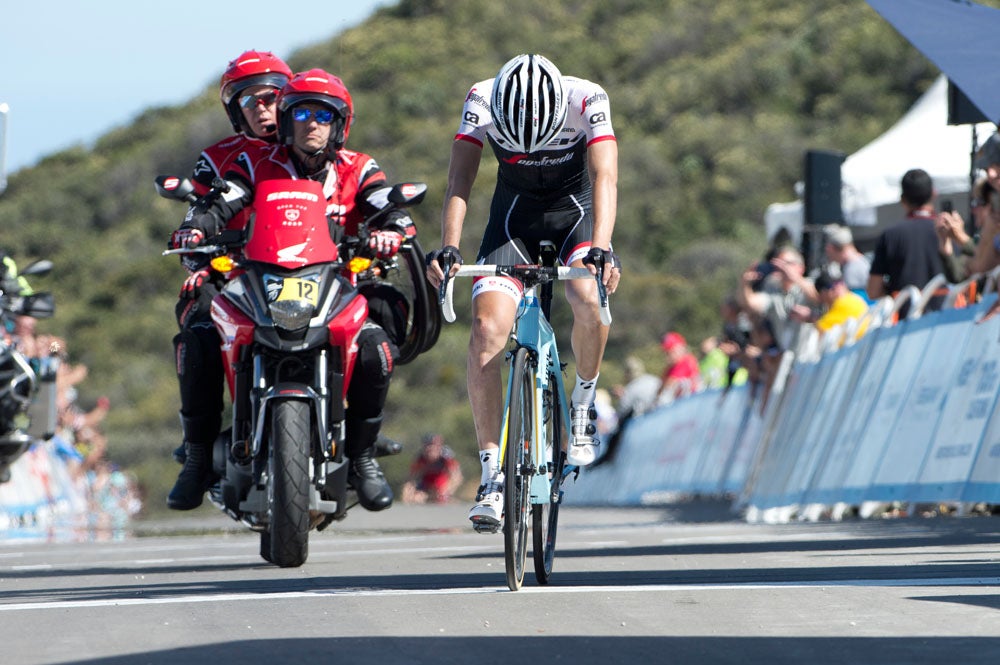 An exhausted Peter Stetina crossed the line in second place. Photo: Casey B. Gibson | <a href="http://www.cbgphoto.com">www.cbgphoto.com</a>
