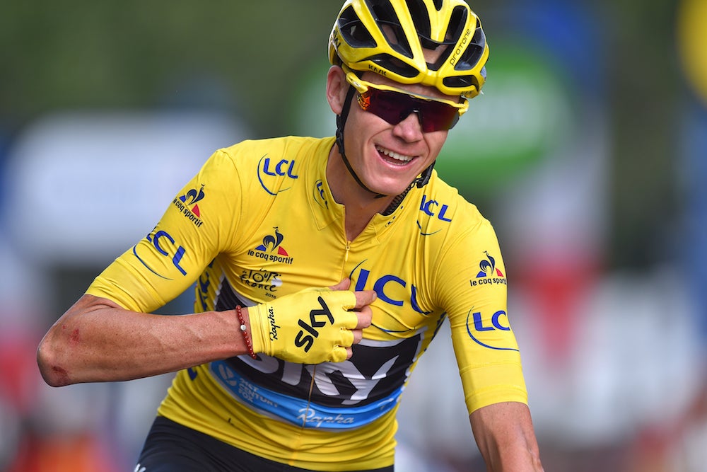 Chris Froome celebrated his third career Tour de France victory Sunday in Paris. Photo: Tim De Waele | <a href="http://www.tdwsport.com" target="_blank">TDWsport.com</a>