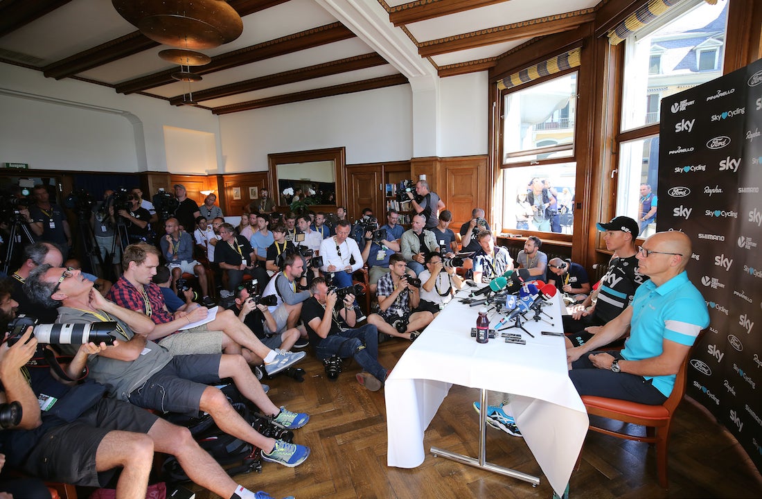 Dave Brailsford and Chris Froome spoke to the press on the Tour de France's second rest day. Photo: Tim De Waele | <a href="http://www.tdwsport.com" target="_blank">TDWsport.com</a>
