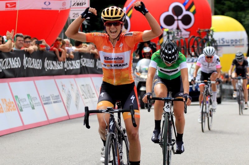 Evelyn Stevens took over the Giro Rosa race lead from her Boels Dolmans teammate Megan Guarnier with a stage 2 win Sunday. Photo: Flaviano Ossola