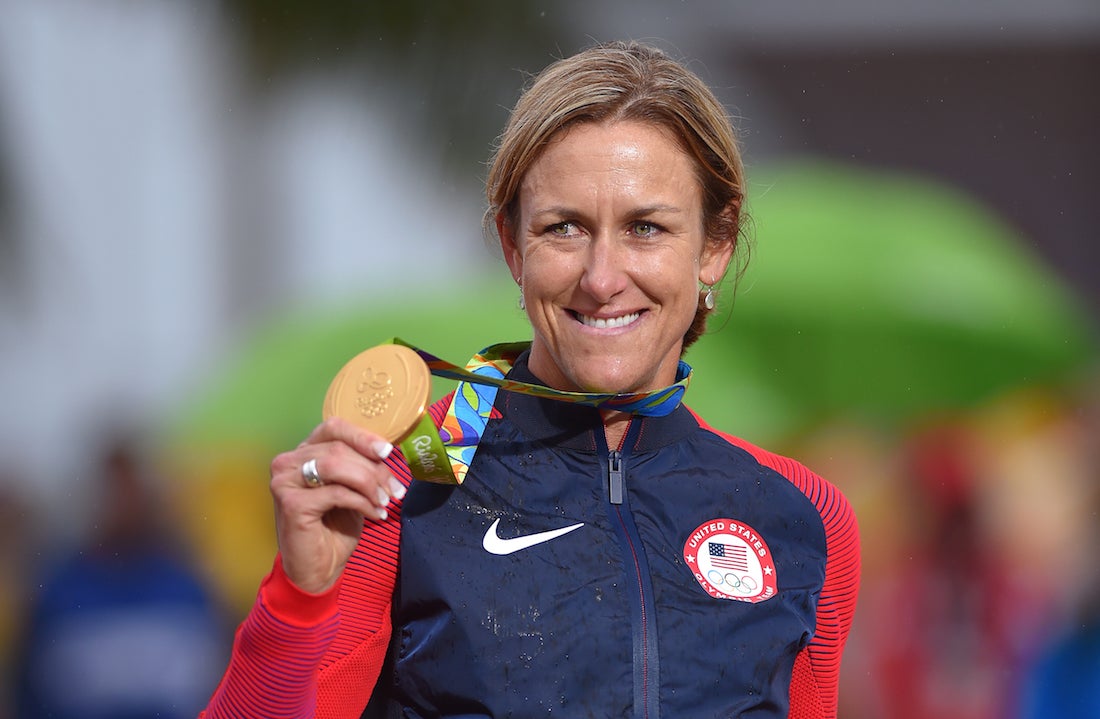 Cycling: 31st Rio 2016 Olympics / Women's Individual Time Trial
Podium / Kristin ARMSTRONG (USA) Gold Medal/ Celebration / 
Pontal - Pontal (29,7km)
Time Trial ITT  / Summer Olympic Games / (c)Tim De Waele