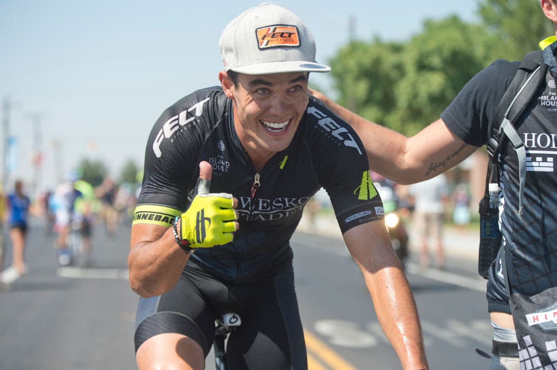 Travis McCabe salutes his team after the biggest win of his career. Photo: Casey B. Gibson | www.cbgphoto.com