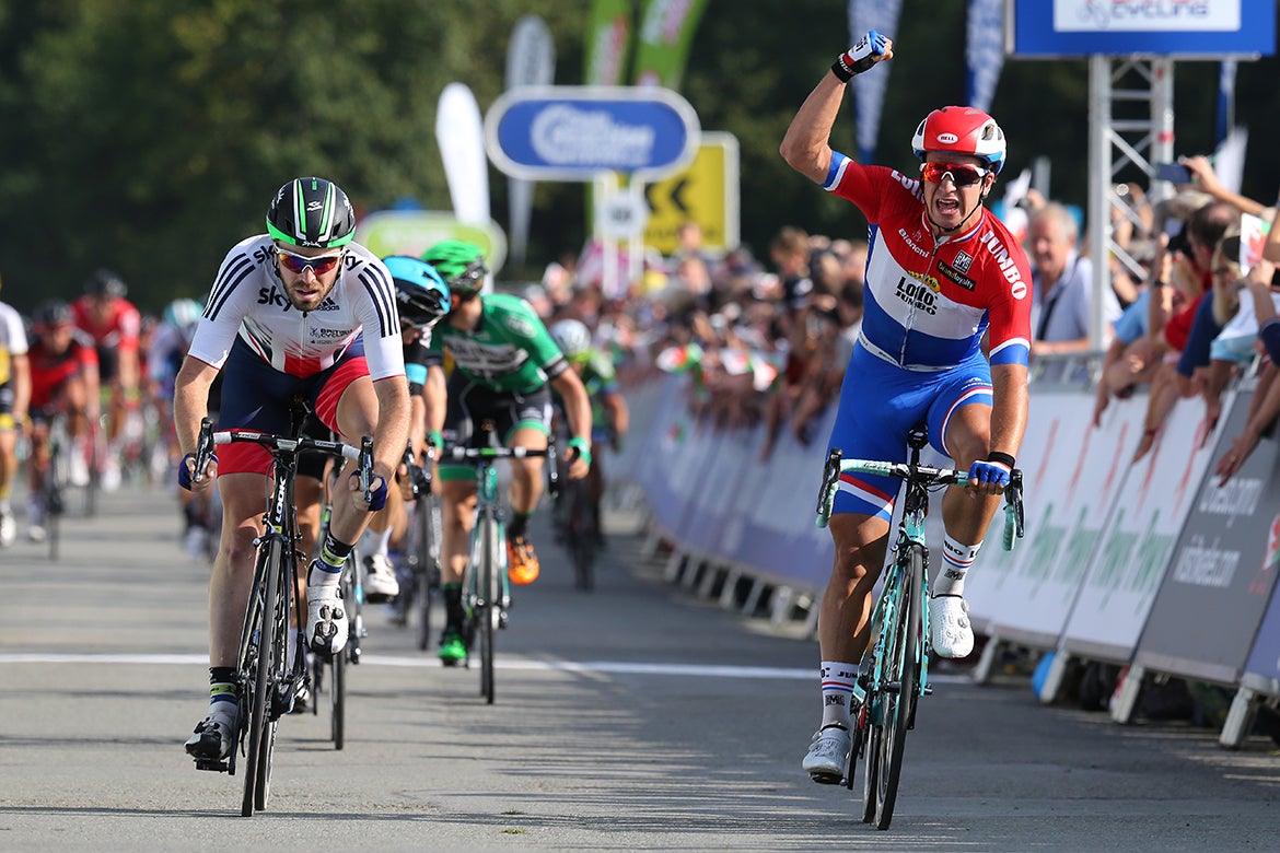 Dylan Groenewegen out-sprinted Dan McLay to win stage 4 at the Tour of Britain. Photo: Tim De Waele | <a href="http://www.tdwsport.com" target="_blank">TDWsport.com</a>