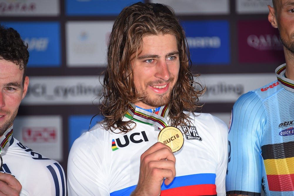 Peter Sagan finished atop the podium in the world championship road race Sunday for the second straight year. Photo: Tim De Waele | <a href="http://www.tdwsport.com" target="_blank">TDWsport.com</a>
