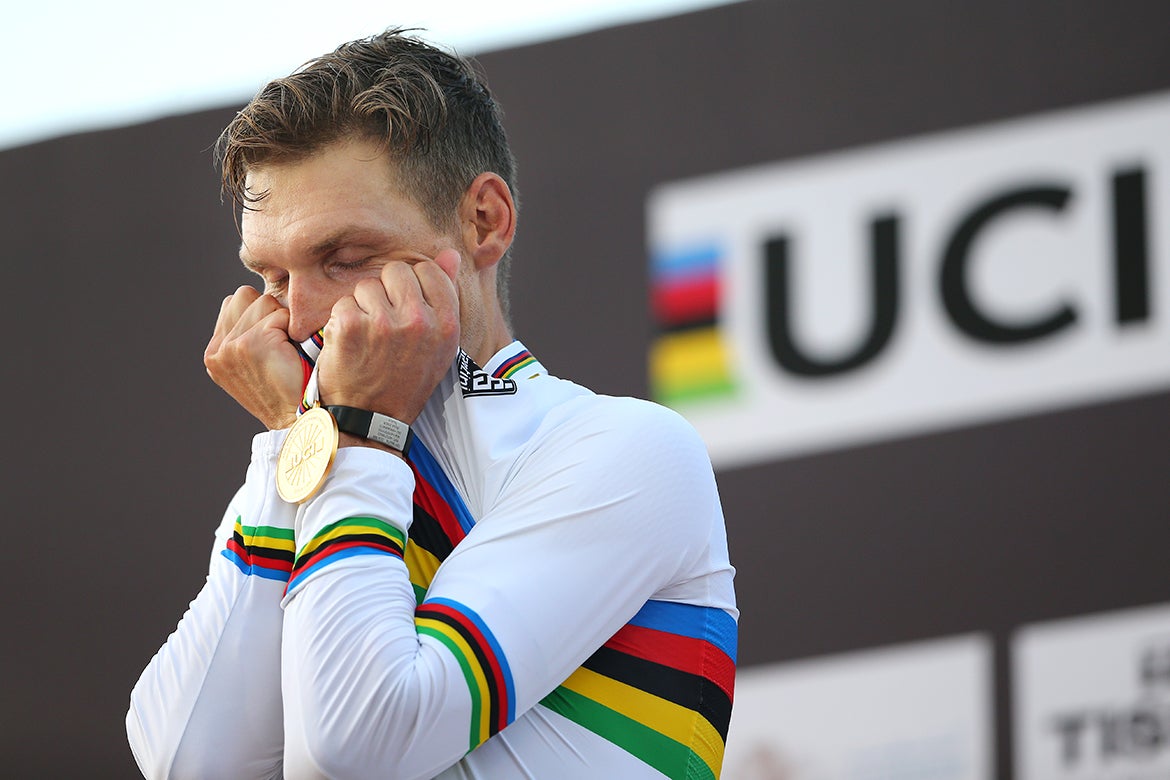 Martin was very happy to be back in the rainbow jersey. Photo: Tim De Waele | <a href="http://www.tdwsport.com" target="_blank">TDWsport.com</a>