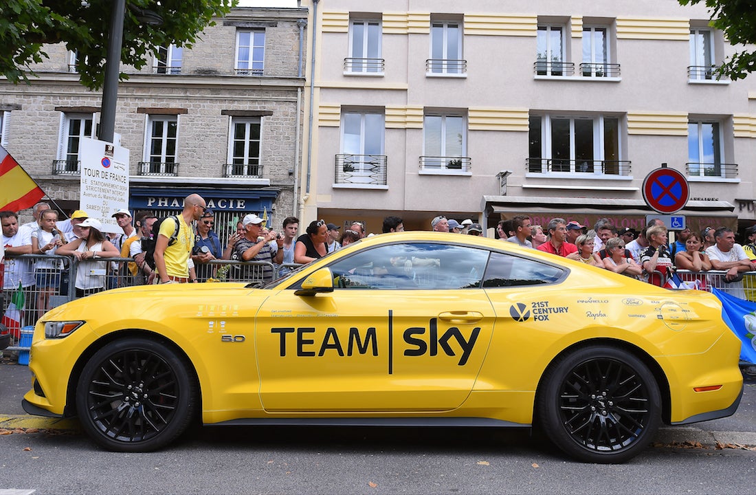 Sky rolled out a special team car for the final stage of the 2016 Tour de France. Photo: Tim De Waele | <a href="http://www.tdwsport.com" target="_blank">TDWsport.com</a>