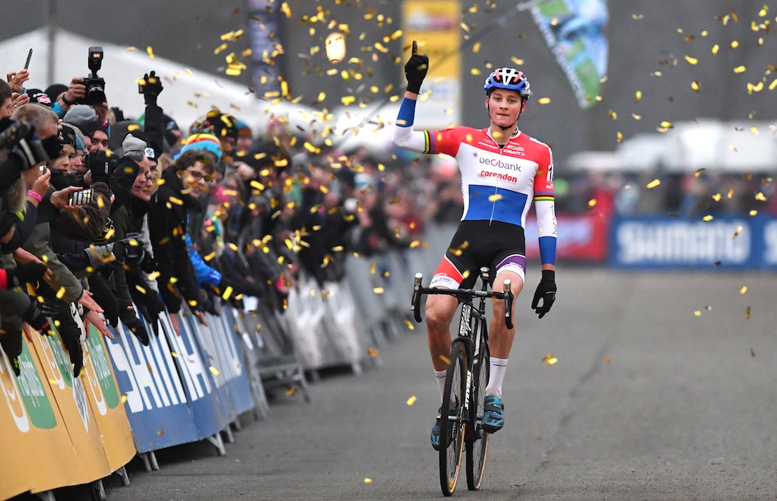 Mathieu van der Poel (NED) claimed his second UCI Cyclocross World Cup win of the season with victory in Zeven, Germany.Photo: Tim De Waele | <a href=http://www.tdwsport.com target="_blank">TDWsport.com</a>