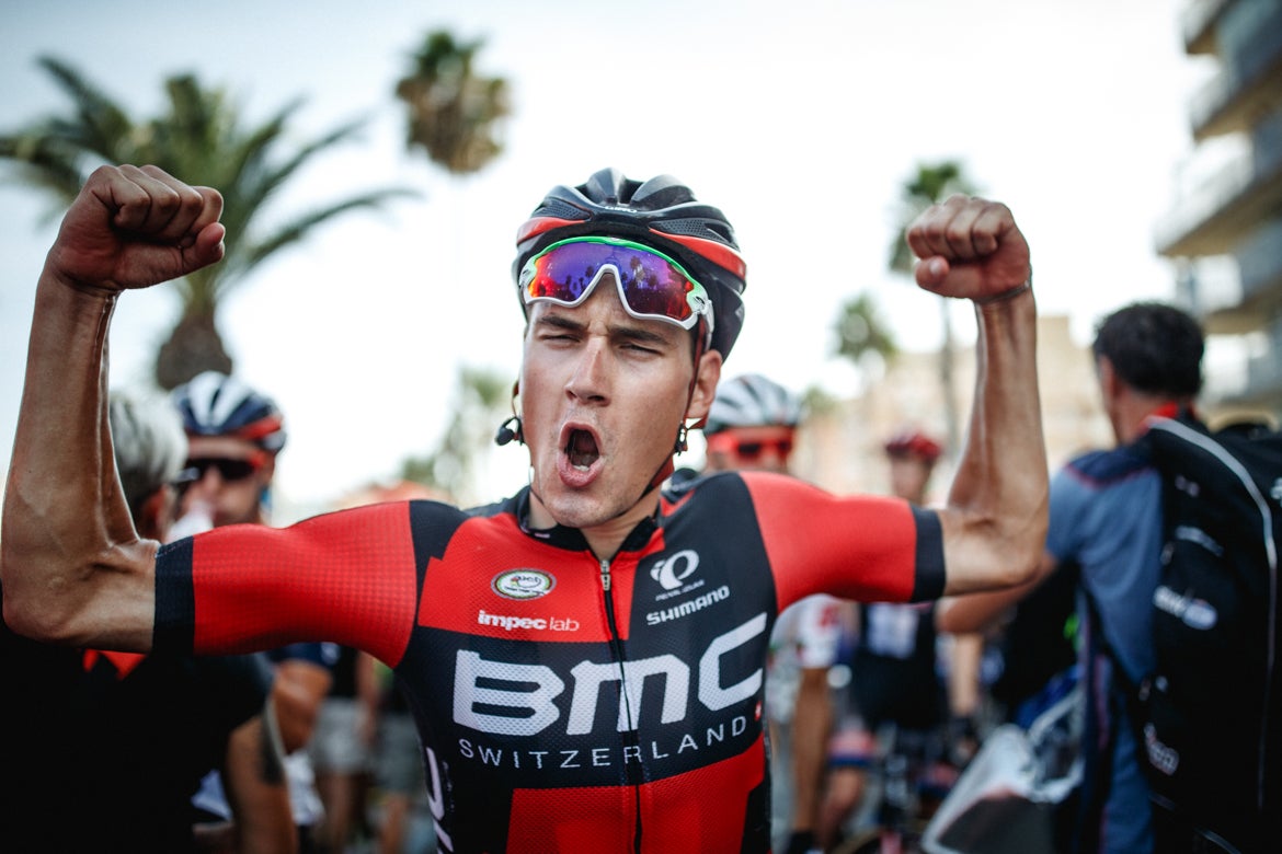 Silvan Dillier roared over his teammate Jempy Drucker's victory in Peñiscola. Photo: Jim Fryer / BrakeThrough Media | brakethroughmedia.com