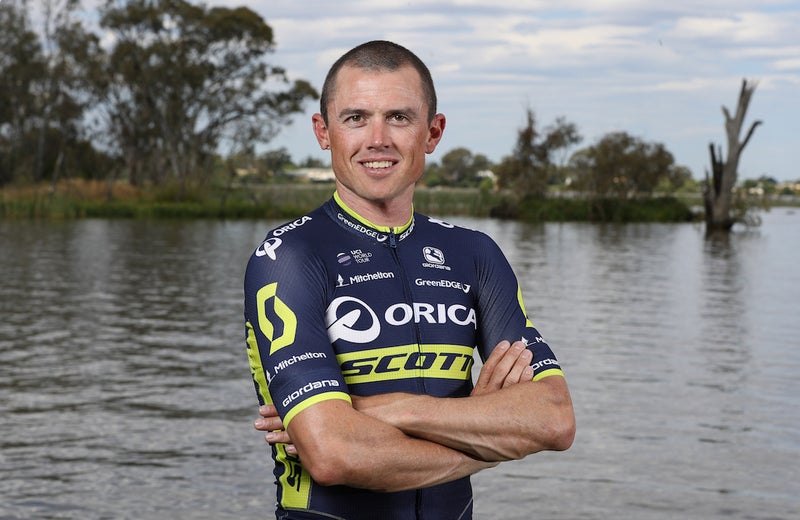 Simon Gerrans models the 2017 Orica – Scott team kit. Photo: Orica – Scott