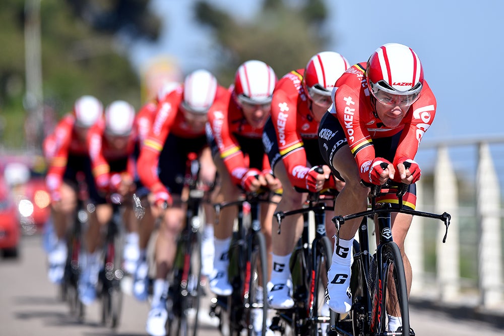 Lotto Soudal racing against the clock on the opening stage of the 2015 Giro d'Italia. Photo: Tim De Waele | <a href="http://www.tdwsport.com" target="_blank">TDWsport.com</a> (file)