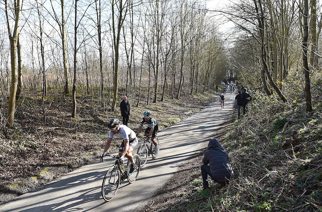 Peter Sagan and eventual winner Michal Kwiatkowski rode up the Karnemelkbeekstraat in E3 Harelbeke 2016. Photo: Tim De Waele | <a href="http://www.tdwsport.com" target="_blank">TDWsport.com</a>