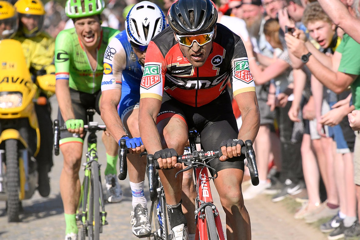 Van Avermaet was the strongest in the front group and did much of the work to bring the trio to the velodrome. Photo: Tim De Waele | <a href="http://www.tdwsport.com" target="_blank">TDWsport.com</a>