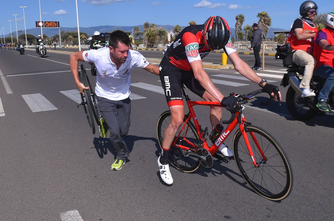 It was a hard day on the bike on stage 3 at the Giro for BMC's Rohan Dennis, who crashed 7km out to finish 158th at 5:22 back. Photo: Tim De Waele | <a href="http://www.tdwsport.com" target="_blank">TDWsport.com</a> Photo: Tim De Waele | <a href="http://www.tdwsport.com" target="_blank">TDWsport.com</a>