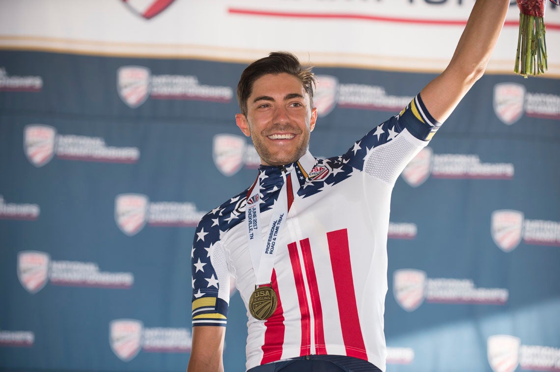 The new USPRO road champion, Larry Warbasse. Photo: Casey B. Gibson | <a href="http://www.cbgphoto.com">www.cbgphoto.com</a>