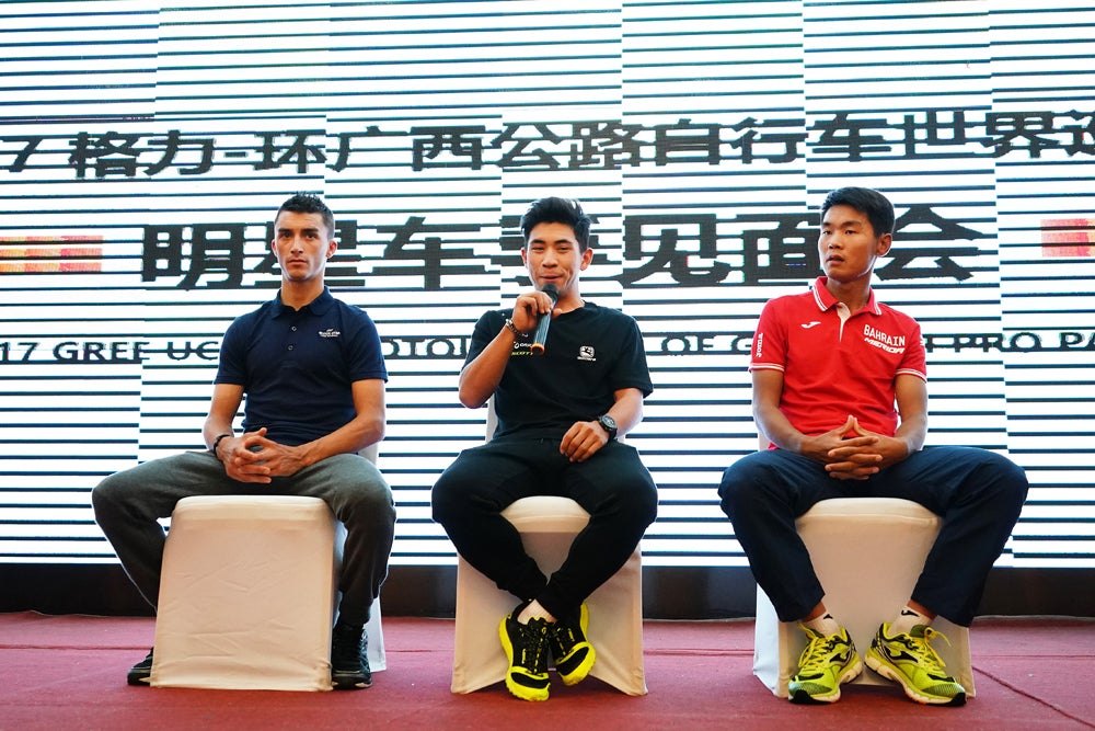 Riders at the Tour of Guangxi met with the media ahead of Thursday's stage 1. Photo: Tim De Waele | <a href="http://www.tdwsport.com" target="_blank">TDWsport.com</a>