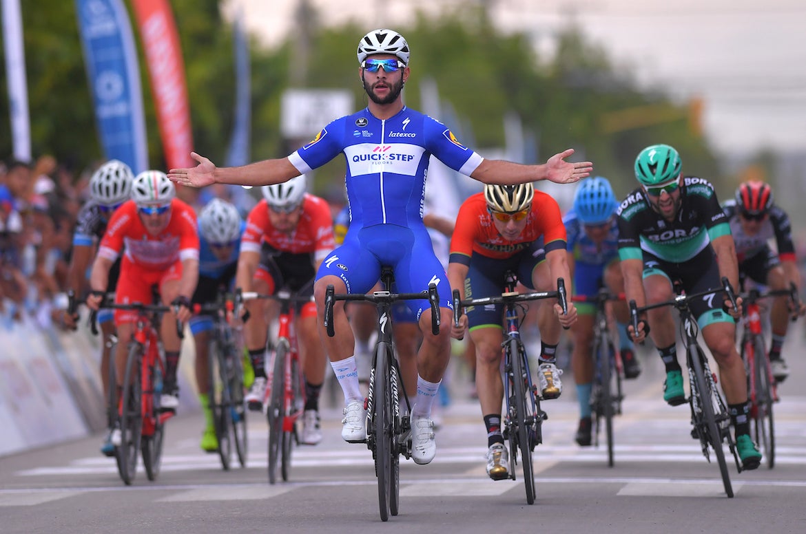 Fernando Gaviria (Quick-Step Floors) won the opening stage of the Vuelta a San Juan for the second year in-a row on Sunday. Photo: Tim De Waele | Getty Images