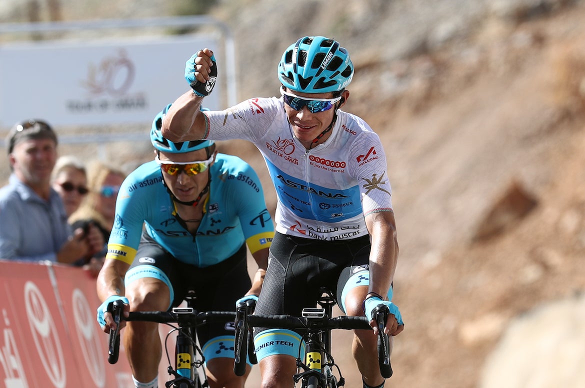 The Astana pair of Miguel Ángel López and Alexey Lutsenko were head and shoulders above the rest on stage five of the Tour of Oman, which finished atop Green Mountain. Lopez took the stage, while Lutsenko leads the general classification. Photo: ©Tim De Waele | Getty Images