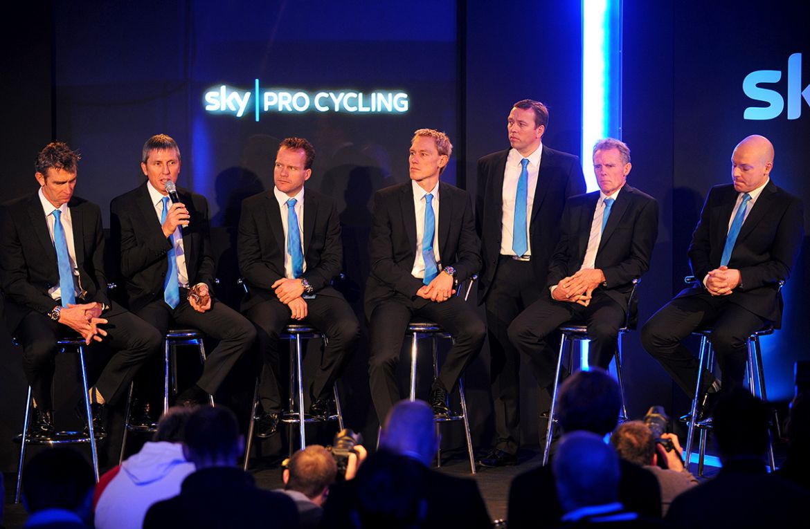 Sky launched in 2010 with Principal David Brailsford (right) overseeing a staff of cycling veterans. Photo credit: TDWSport.com