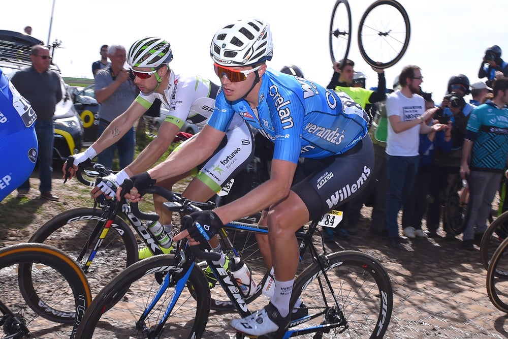 Michael Goolaerts was found unresponsive after falling off his bike at Paris-Roubaix. He later died. Photo: ©Tim De Waele | Getty Images