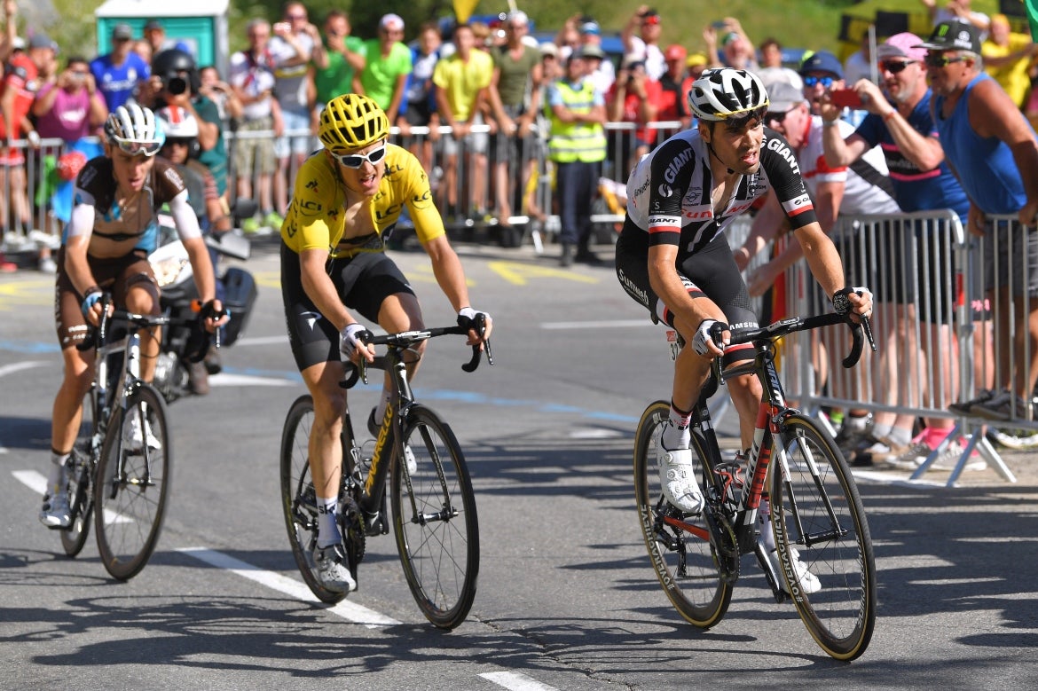 Geraint Thomas marked the wheel of Tom Dumoulin on stage 12. Photo: Tim de Waele/Getty Images