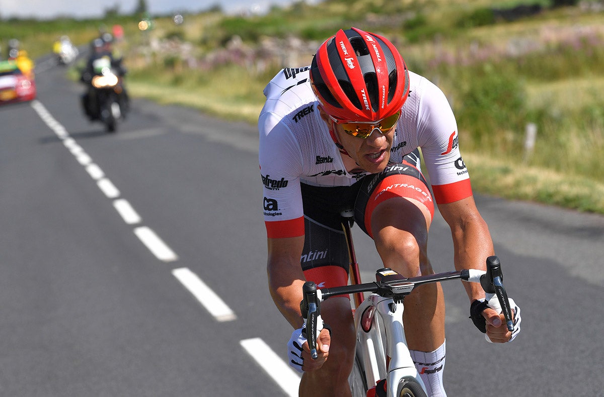 MENDE, FRANCE - JULY 21: Jasper Stuyven of Trek Segafredo launched a 40km-long solo breakaway into the stage finish in Mende.