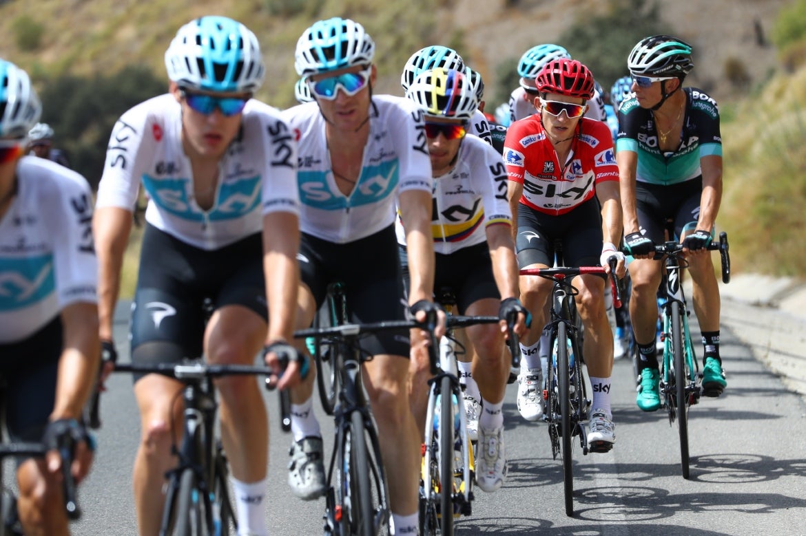 Team Sky chased to protect the lead but came up short in their efforts. Photo: Michael Steele/Getty Images